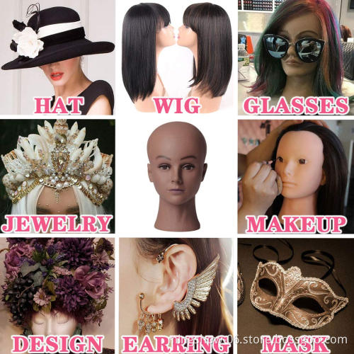 Cosmetology Training Bald Mannequin Head Stand Model for Wig Glasses Hat Display
